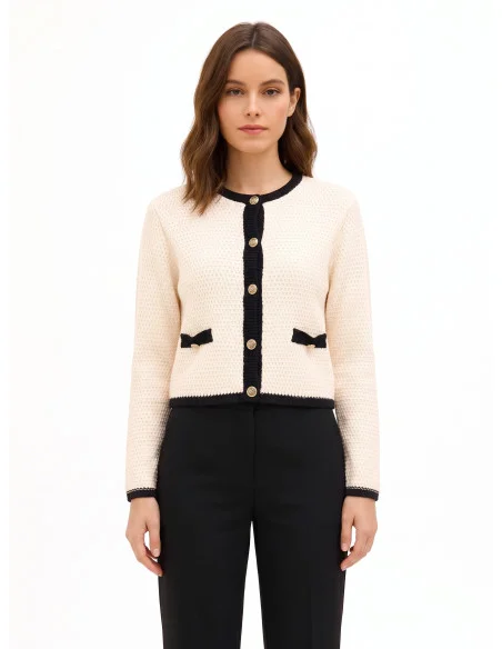 Cardigan en maille couleur noisette avec boutons ornés du logo Rr Rinascimento