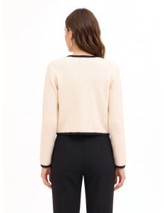 Cardigan en maille couleur noisette avec boutons ornés du logo Rr Rinascimento 2