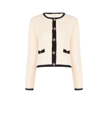 Maglione Cardigan In Punto Nocciola Con Bottoni Logo Rr Rinascimento
