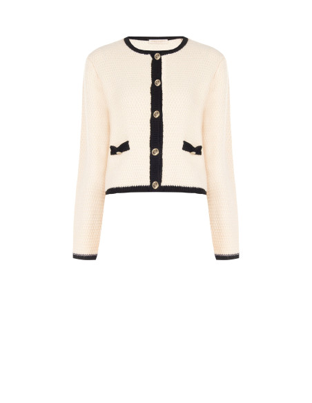Maglione Cardigan In Punto Nocciola Con Bottoni Logo Rr Rinascimento