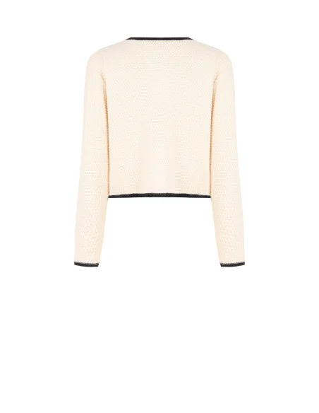 Cardigan en maille couleur noisette avec boutons ornés du logo Rr Rinascimento