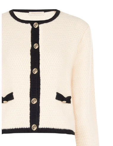 Cardigan en maille couleur noisette avec boutons ornés du logo Rr Rinascimento