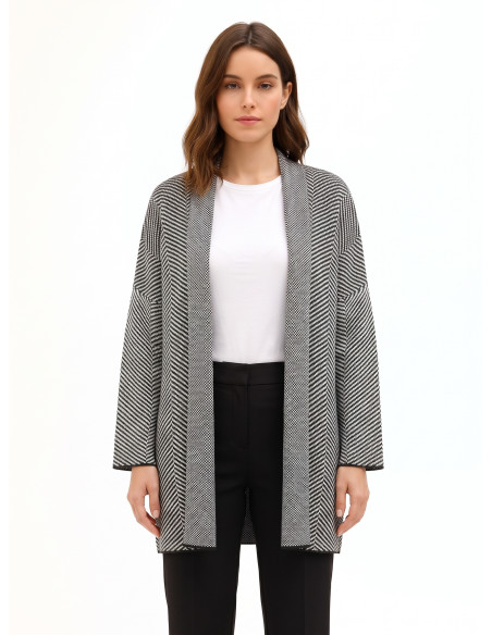 Long cardigan ouvert à motif chevron Rinascimento