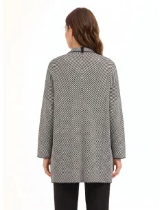 Long Open Chevron-Pattern Cardigan Sweater Rinascimento 2