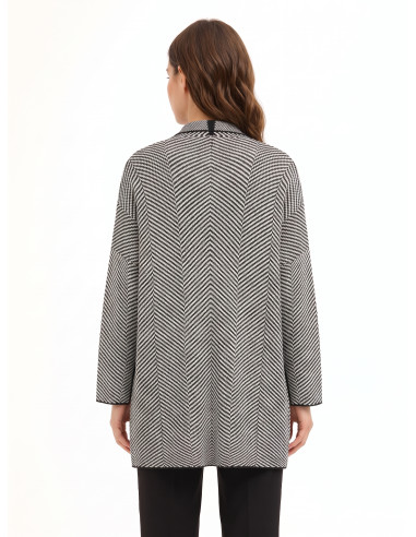 Long cardigan ouvert à motif chevron Rinascimento