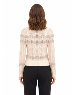 Pull à motif chevron avec lurex Rinascimento - Blanc crème 2
