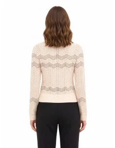Chevron Pattern Sweater with Lurex Rinascimento - Cream White 2