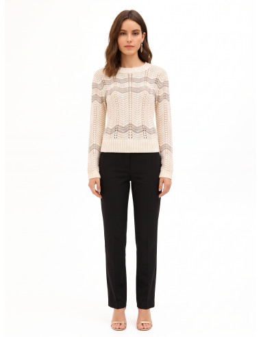 Pull à motif chevron avec lurex Rinascimento - Blanc crème