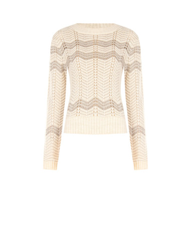 Pull à motif chevron avec lurex Rinascimento - Blanc crème