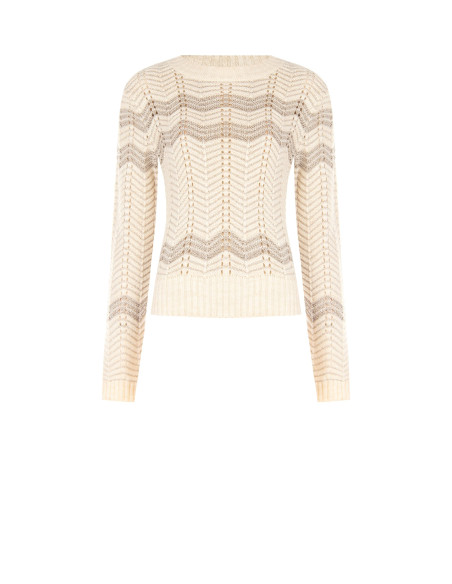 Pull à motif chevron avec lurex Rinascimento - Blanc crème
