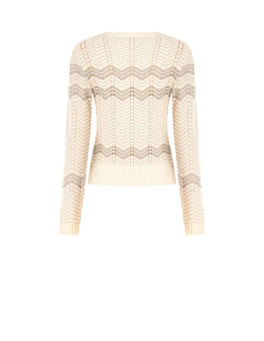 Pull à motif chevron avec lurex Rinascimento - Blanc crème