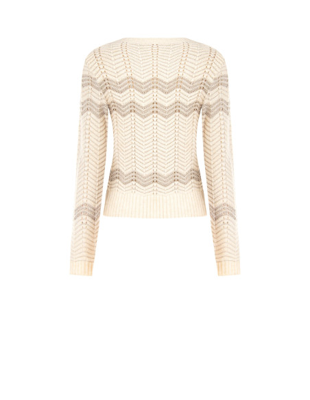 Pull à motif chevron avec lurex Rinascimento - Blanc crème