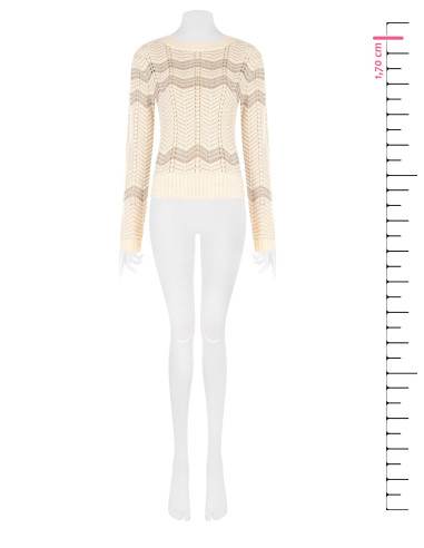 Pull à motif chevron avec lurex Rinascimento - Blanc crème