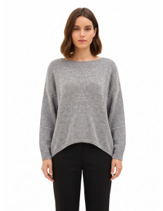 Pull oversize à col en V avec nœud effet boucle à l’arrière Rinascimento - Gris