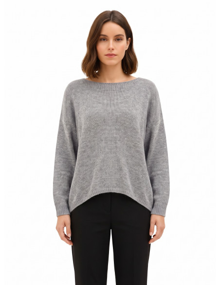 Pull oversize à col en V avec nœud effet boucle à l’arrière Rinascimento - Gris