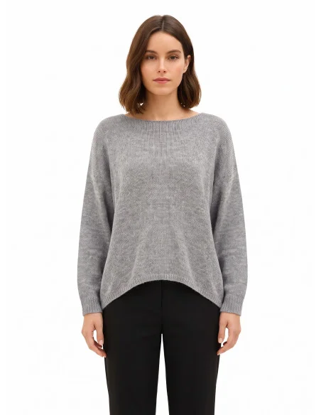 Maglione Over Con Scollo A V E Nodo Effetto Fiocco Dietro Rinascimento - Grigio