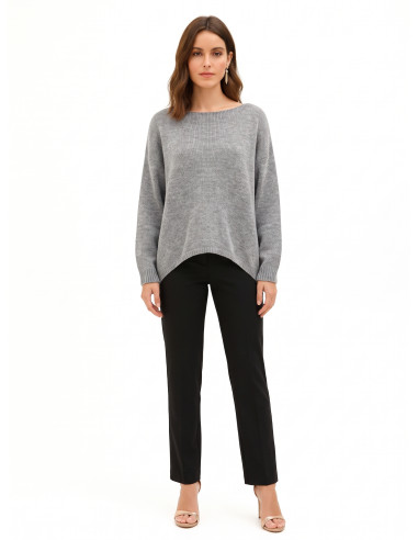 Pull oversize à col en V avec nœud effet boucle à l’arrière Rinascimento - Gris
