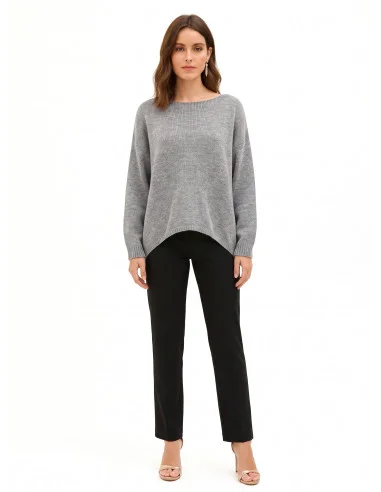 Maglione Over Con Scollo A V E Nodo Effetto Fiocco Dietro Rinascimento - Grigio