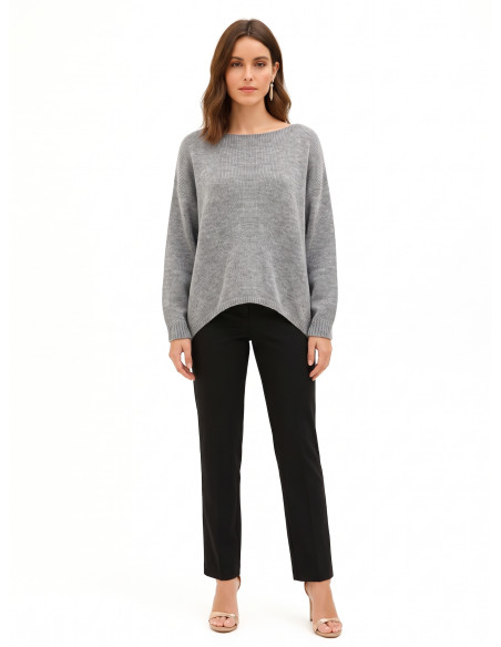 Pull oversize à col en V avec nœud effet boucle à l’arrière Rinascimento - Gris