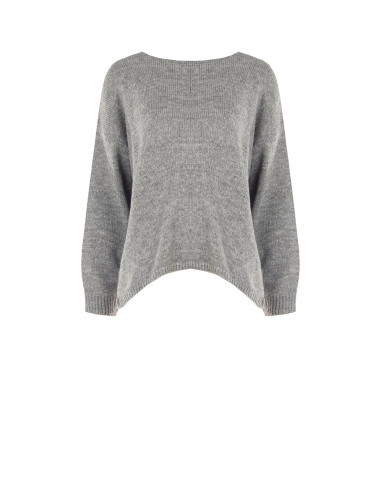 Pull oversize à col en V avec nœud effet boucle à l’arrière Rinascimento - Gris