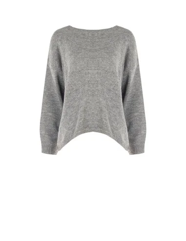 Maglione Over Con Scollo A V E Nodo Effetto Fiocco Dietro Rinascimento - Grigio