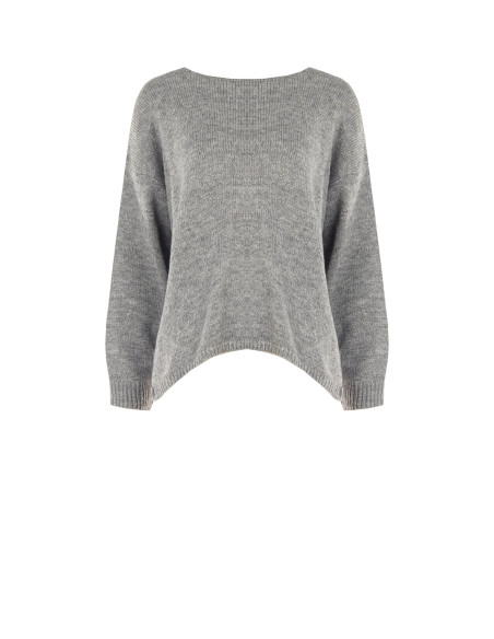 Pull oversize à col en V avec nœud effet boucle à l’arrière Rinascimento - Gris