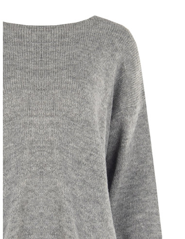 Pull oversize à col en V avec nœud effet boucle à l’arrière Rinascimento - Gris