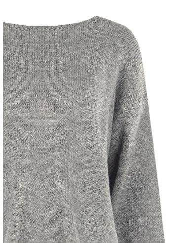 Maglione Over Con Scollo A V E Nodo Effetto Fiocco Dietro Rinascimento - Grigio