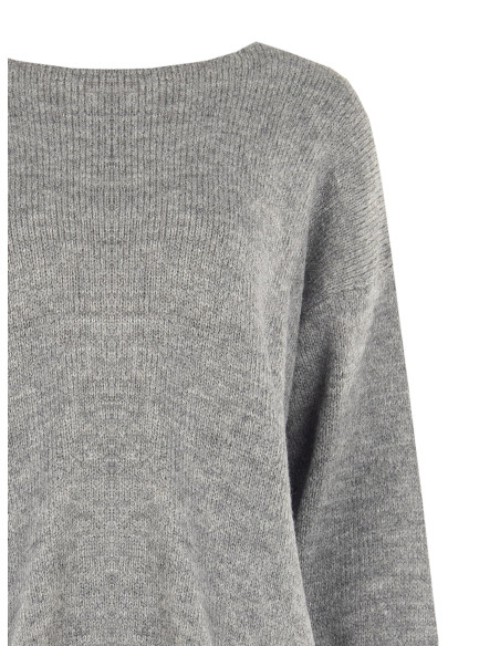 Pull oversize à col en V avec nœud effet boucle à l’arrière Rinascimento - Gris