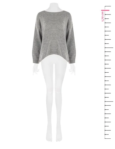 Maglione Over Con Scollo A V E Nodo Effetto Fiocco Dietro Rinascimento - Grigio
