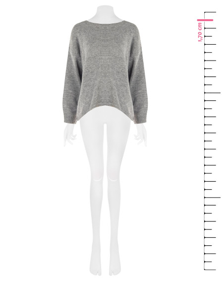 Pull oversize à col en V avec nœud effet boucle à l’arrière Rinascimento - Gris
