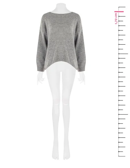 Maglione Over Con Scollo A V E Nodo Effetto Fiocco Dietro Rinascimento - Grigio