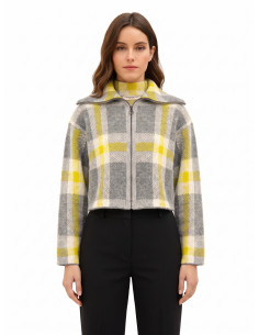 Pull crop ample à carreaux avec fermeture éclair Rinascimento - Gris