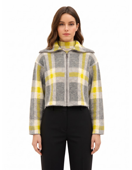Pull crop ample à carreaux avec fermeture éclair Rinascimento - Gris