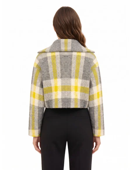 Maglione Crop Ampio A Quadri Con Zip Rinascimento - Grigio