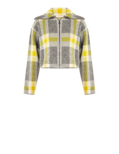 Pull crop ample à carreaux avec fermeture éclair Rinascimento - Gris