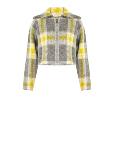 Maglione Crop Ampio A Quadri Con Zip Rinascimento - Grigio