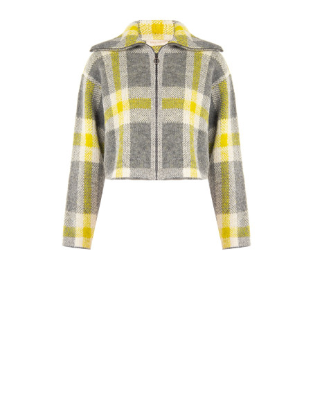 Pull crop ample à carreaux avec fermeture éclair Rinascimento - Gris