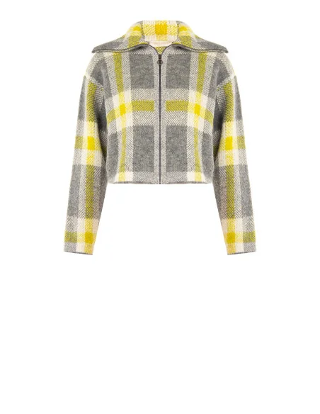 Maglione Crop Ampio A Quadri Con Zip Rinascimento - Grigio