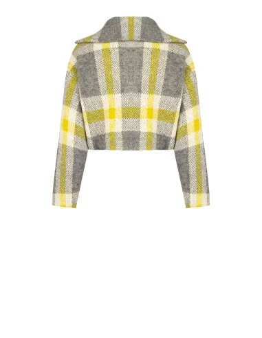 Maglione Crop Ampio A Quadri Con Zip Rinascimento - Grigio