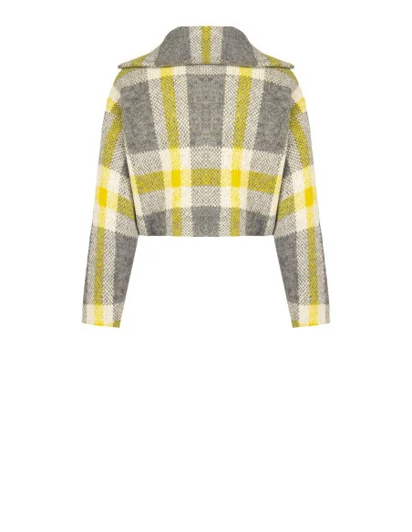 Maglione Crop Ampio A Quadri Con Zip Rinascimento - Grigio