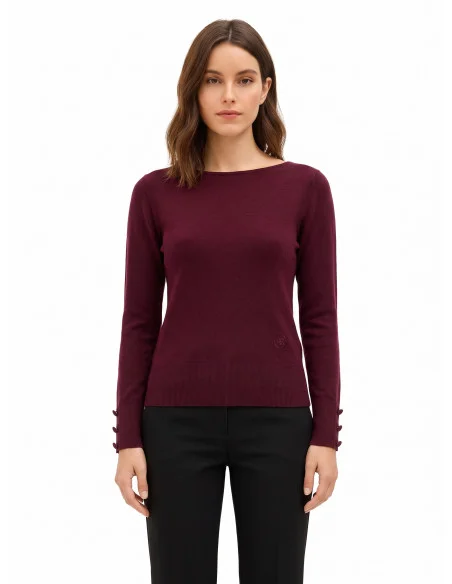 Sweater with Tonal Buttons at the Cuffs and Embroidered RR Logo Rinascimento