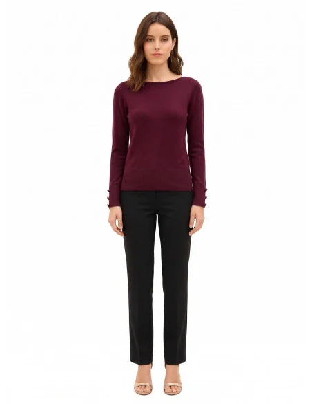 Sweater with Tonal Buttons at the Cuffs and Embroidered RR Logo Rinascimento