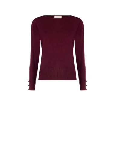 Sweater with Tonal Buttons at the Cuffs and Embroidered RR Logo Rinascimento