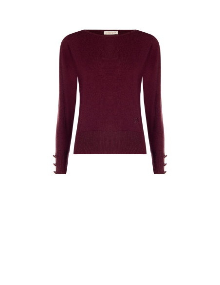 Pull à boutons ton sur ton aux poignets et logo RR brodé Rinascimento