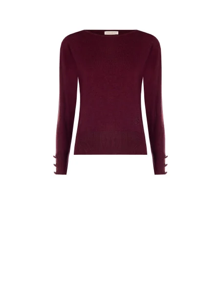 Sweater with Tonal Buttons at the Cuffs and Embroidered RR Logo Rinascimento