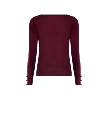 Sweater with Tonal Buttons at the Cuffs and Embroidered RR Logo Rinascimento