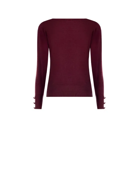 Sweater with Tonal Buttons at the Cuffs and Embroidered RR Logo Rinascimento