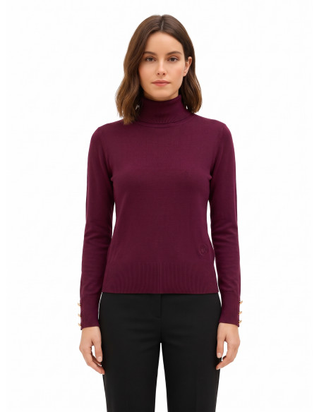 Pull à col roulé en maille Ecotec avec logo RR brodé Rinascimento - Bordeaux