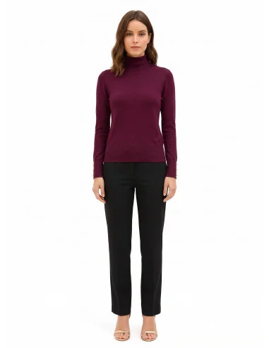 Ecotec Knit Turtleneck Sweater with Embroidered RR Logo Rinascimento - Burgundy